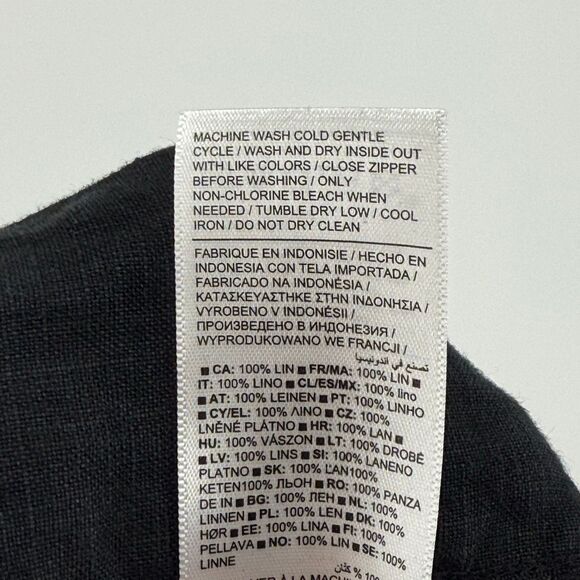 Athleta Retreat Linen High Rise Wide Leg Pants Black Women Large 851038 - Picture 9 of 13